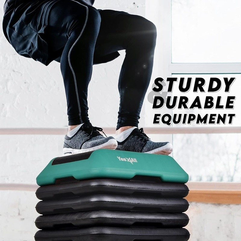 Anti-Slip Aerobic Step Platform W/ Adjustable Height & Removable Risers Exercise