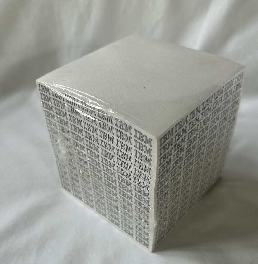 Vintage IBM Logo Note Paper Stack Cube Writing Notepad 3.5" x 3.5" Unused Sealed
