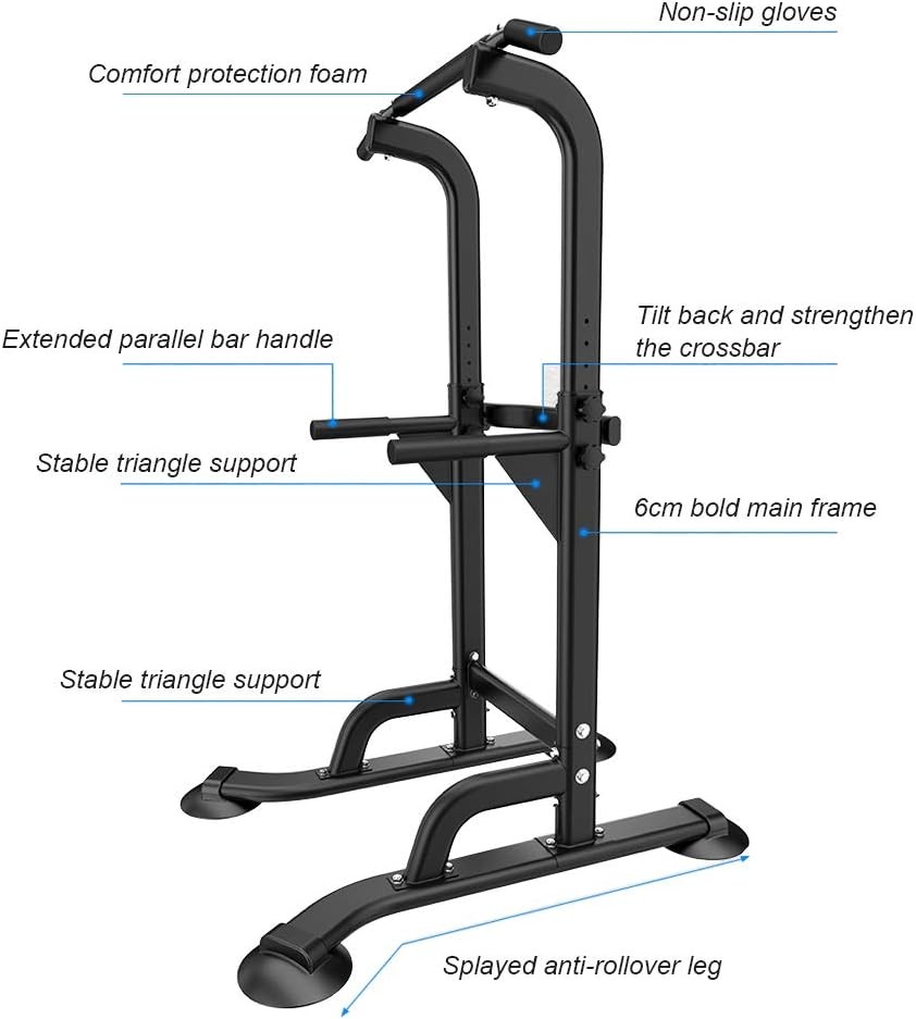 Adjustable Height Power Tower Dip Station Pull Up Bar Strength Training Workout