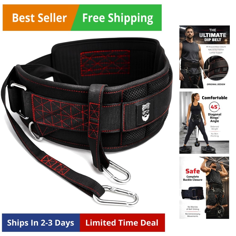 Ultimate Dip Belt | Secure Closure - No Sliding Down | Structured Back Suppor...