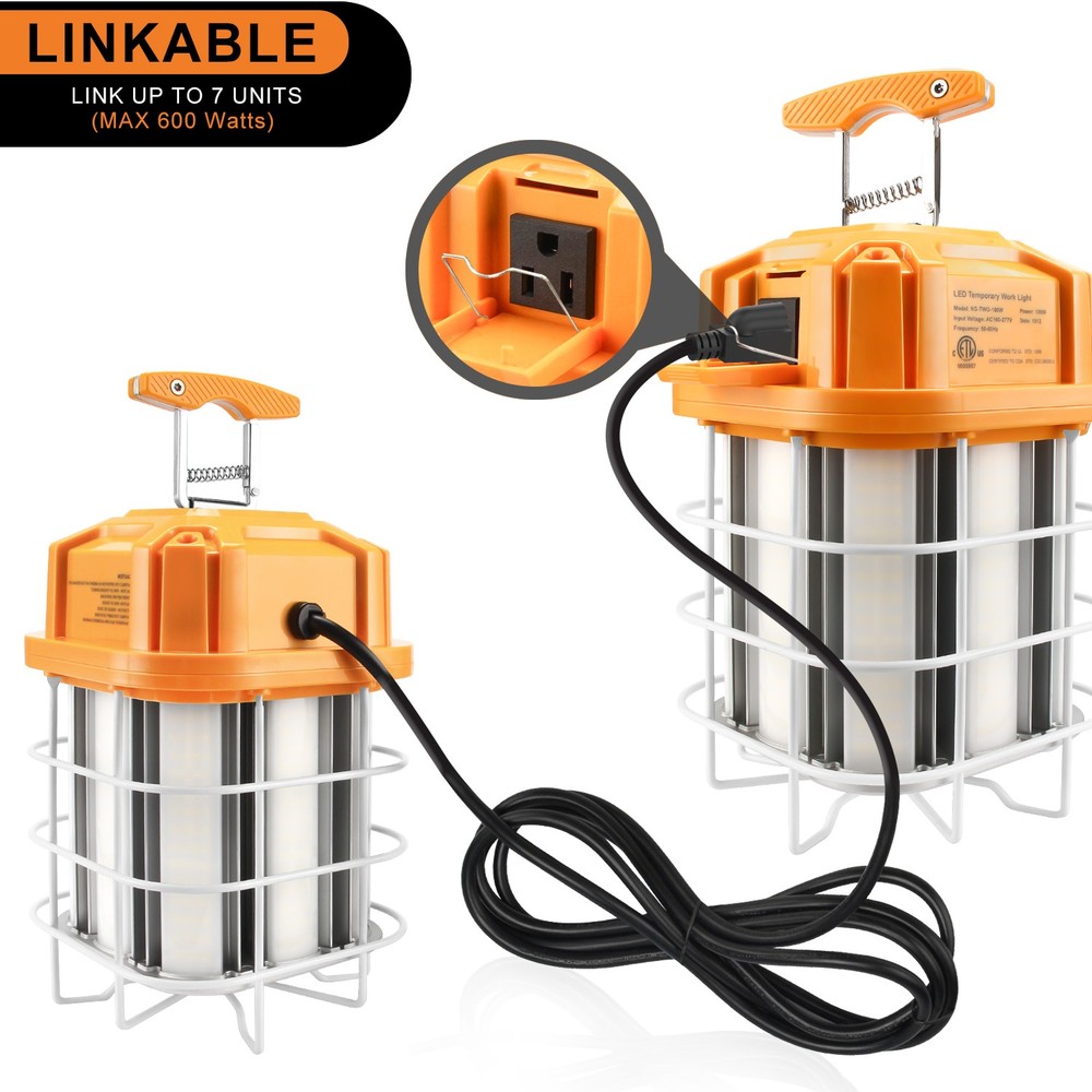 2X 150W LED Construction Light ETL Listed 11,600LM Linkable Temporary Work Light
