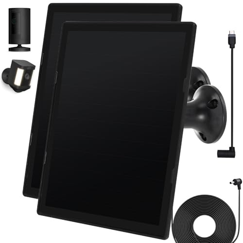 Solar Panel Charger for Ring Camera, Compatible with Ri ng Stick Up Black-2Pack