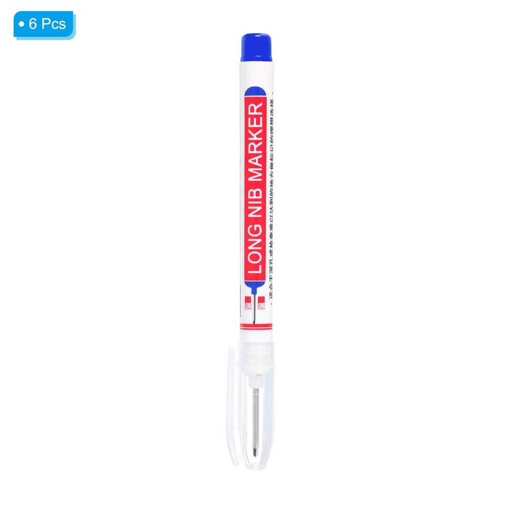 Deep Hole Marker Pens, 6Pcs Ink Waterproof Pen, Blue