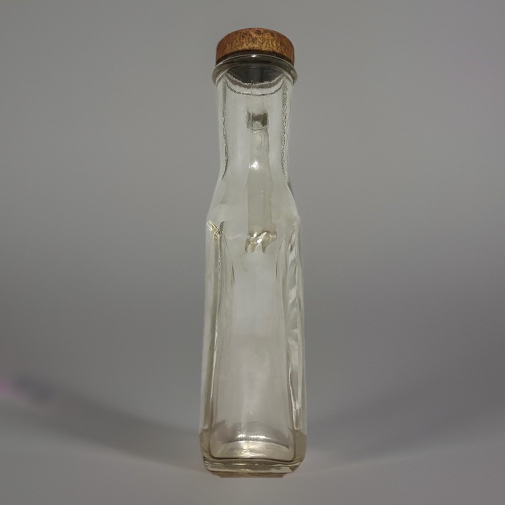 Vintage Syrup clear glass bottle with handle/lid