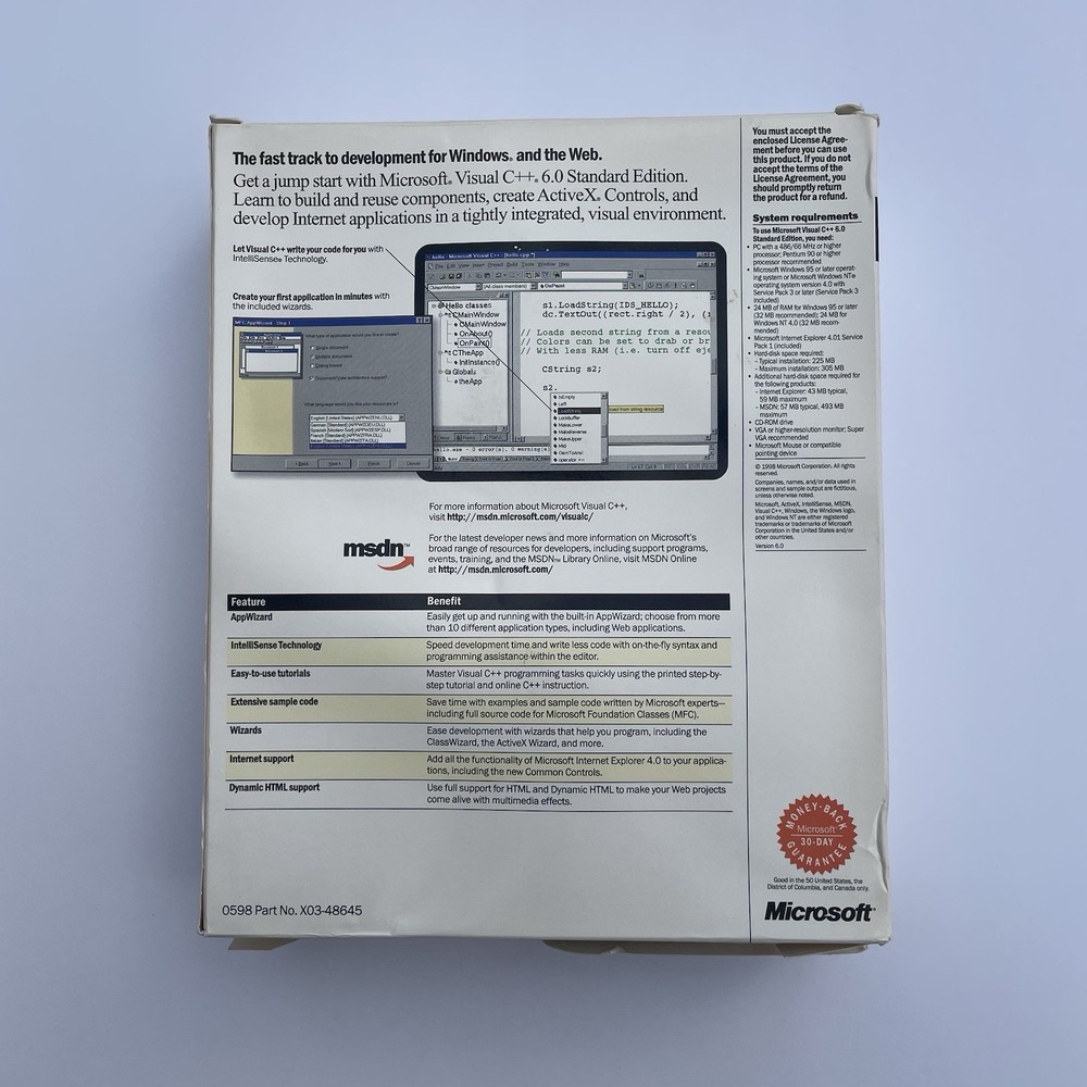 Microsoft Visual C++ 6.0 Standard Edition w/ Key Full Version