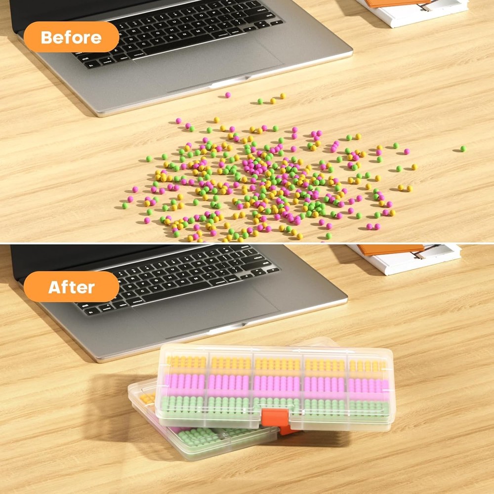 2PACK Extra Thick Bead Organizers, 15 Grid Mini 2P-FixedGrid, Transparent