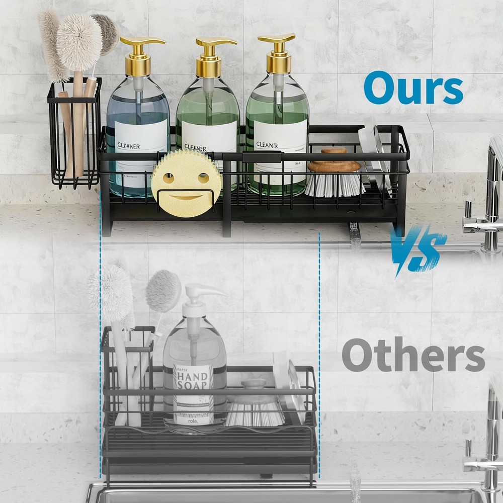 Extra Large Extendable Sponge Holder for Kitchen Sink, Rustproof Sink Caddy O...