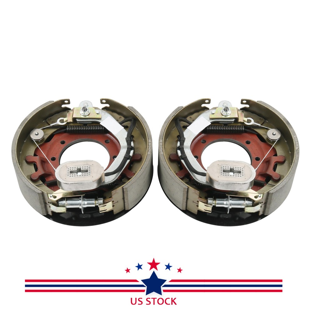 Pair Electric Trailer Brake Assembly For 10K lbs Axle w/Shields 12-1/4"x3-3/8"