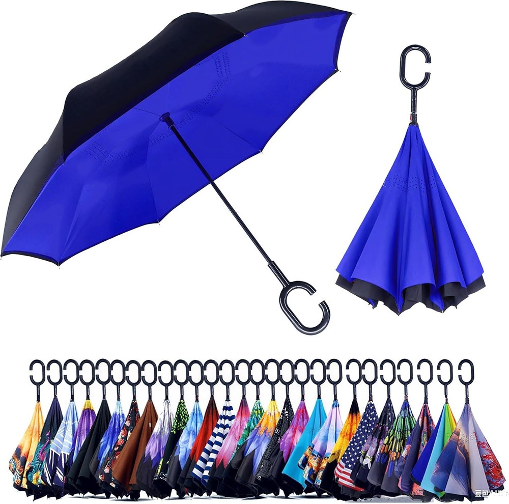 49/56 Inch Inverted Reverse Upside Down Umbrella Extra Large Double Canopy