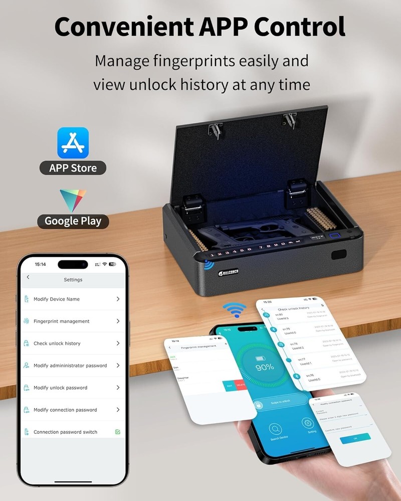 Intelligent Portable Gun Safe with Multiple Unlock Options - Ideal for Security