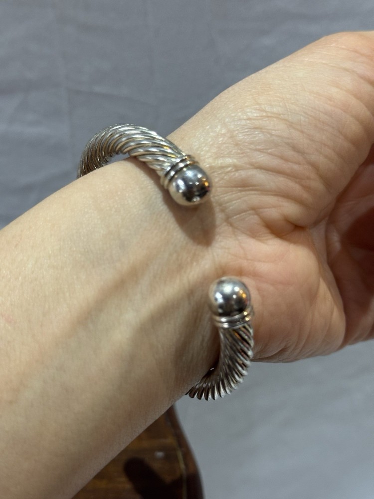 vintage silver tone twisted cable bangle