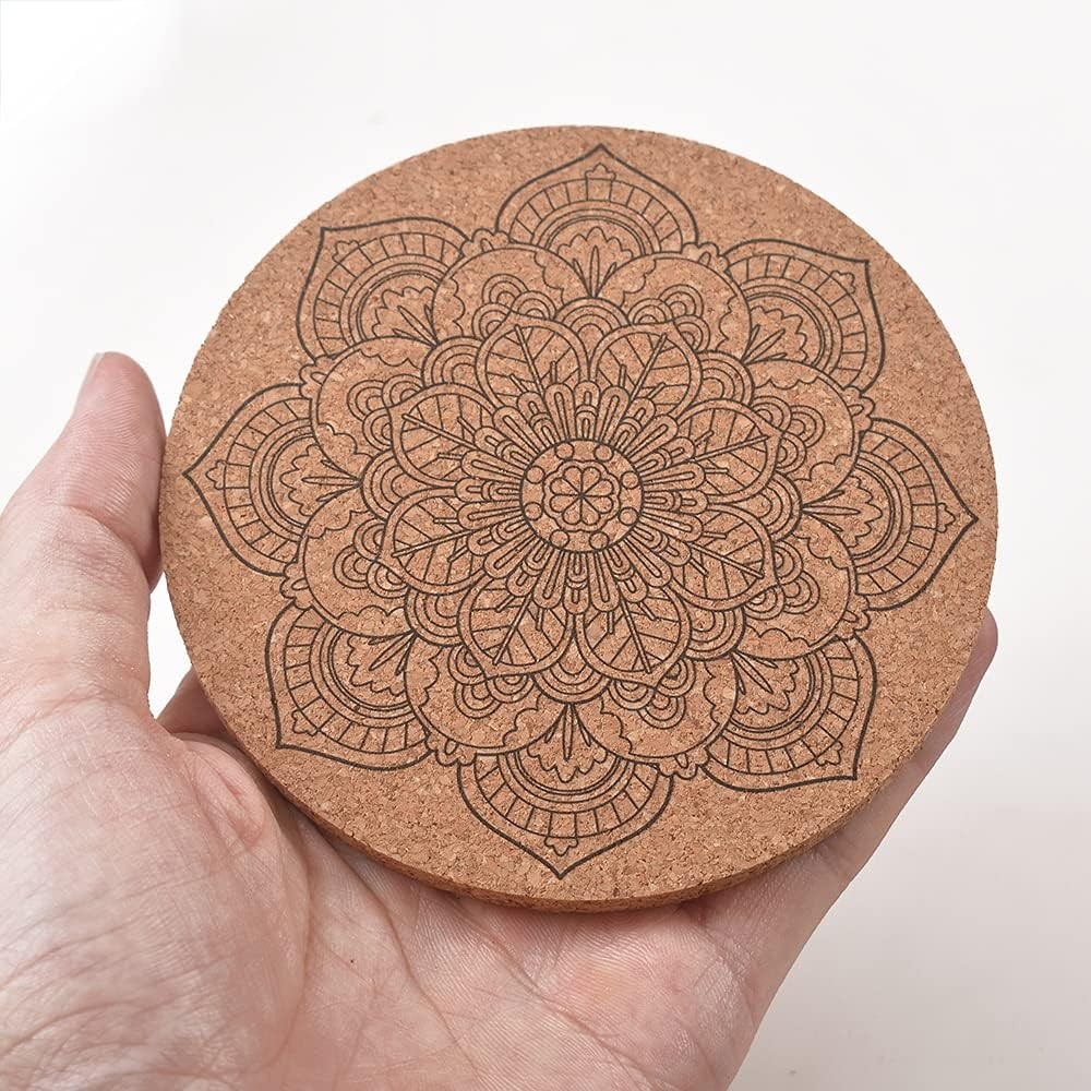 Cork Coasters for Drinks Reusable Cup Coaster Cold or Warm Drinks, Brown