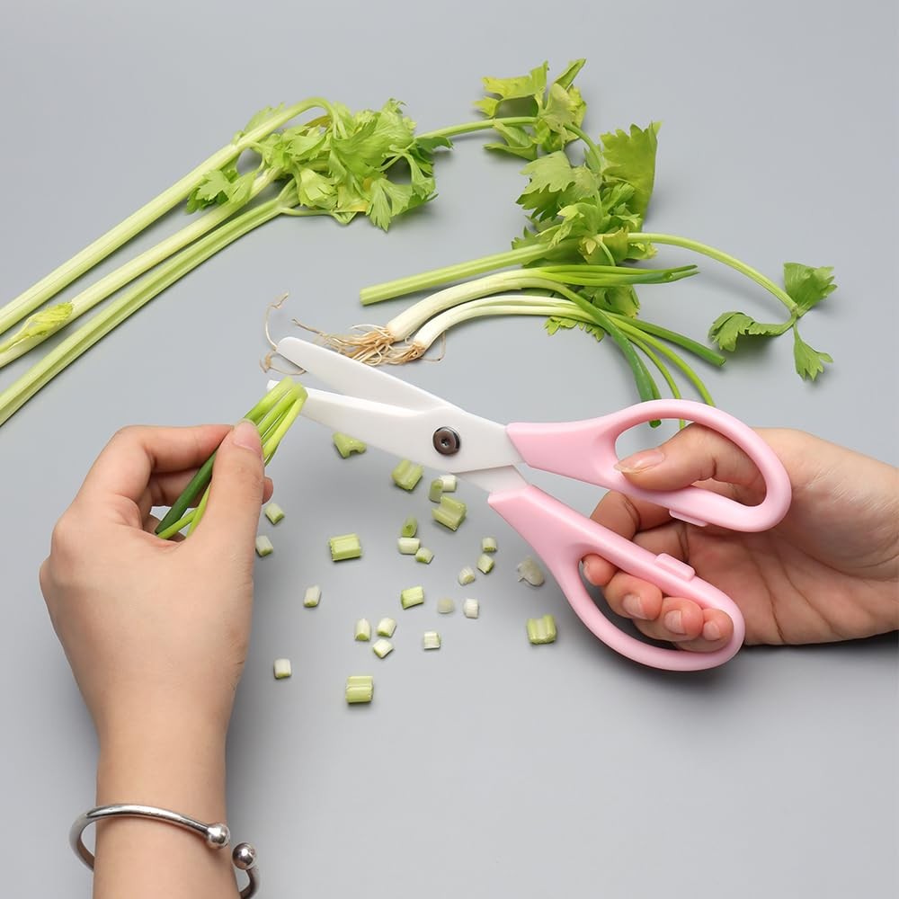 Ceramic Kitchen Scissors 8" Ceramic Blade Scissors White Sharp Blade with Pin...