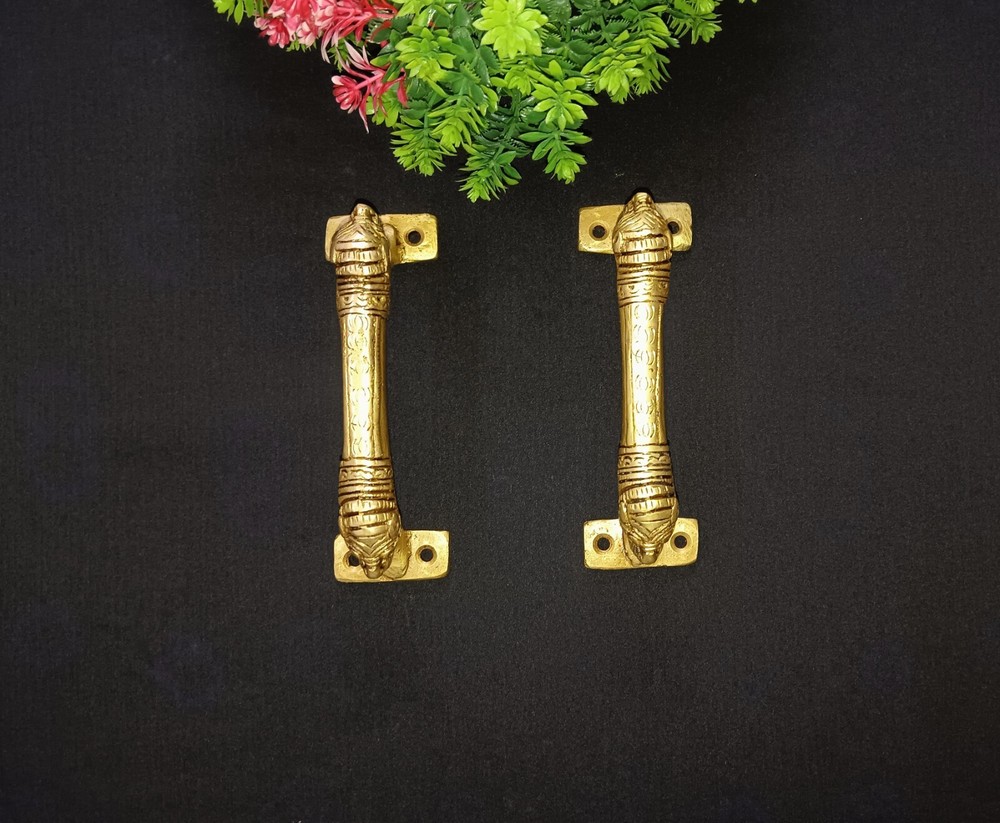 Dual Tiger Face Door Pull Set Brass Wild Cat Themed Kitchen Cabinet Handle DM191