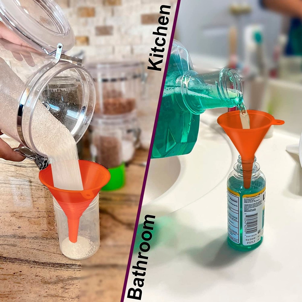 Versatile Orange Funnel Set - 4-Pack for Kitchen, Automotive, & Fluid Transfer