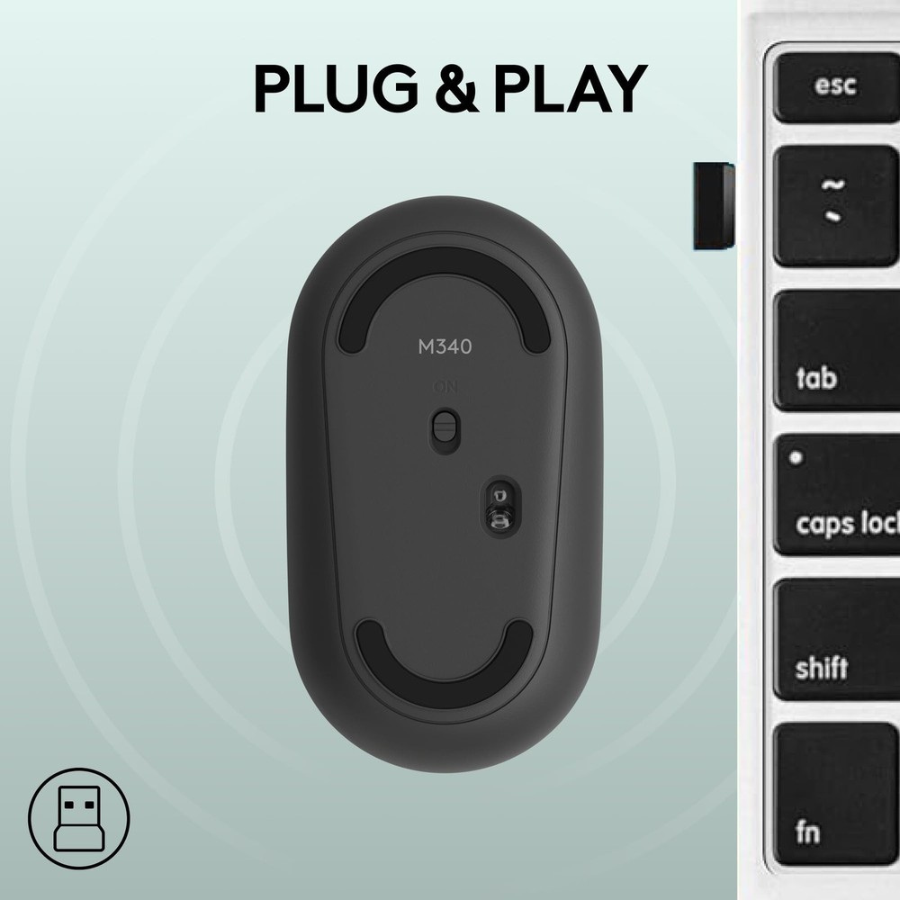 Logitech M340 Wireless Mouse with Limited Edition Prints, USB Receiver and Silen
