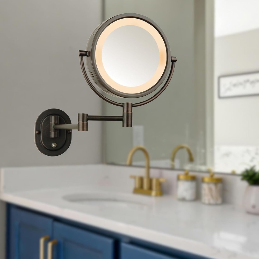 Wall-Mounted Magnifying Mirror with LED Lights - Lighted Makeup Mirror with ....