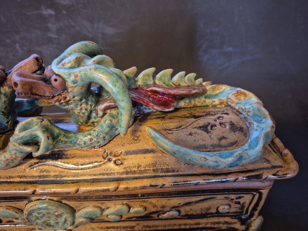 Pottery Clay Hand Crafted Dragon Stick Incense Storage