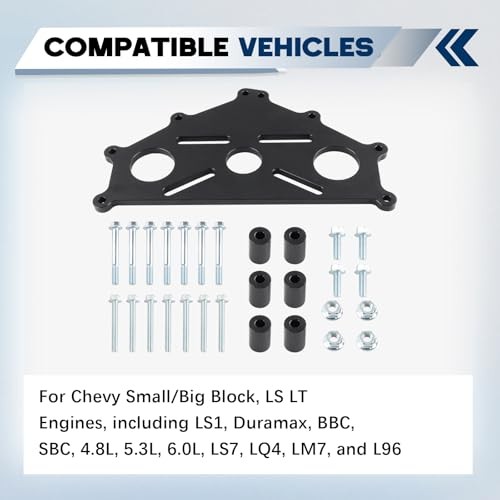 Engine Safe Stand Adapter Plate Compatible with Chevy LS LT Engines Black Black