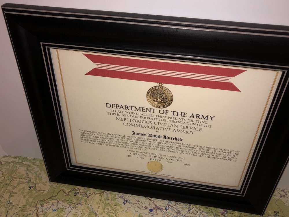 MERITORIOUS CIVILIAN SERVICE COMMEMORATIVE AWARD CERTIFICATE ~ Type-1