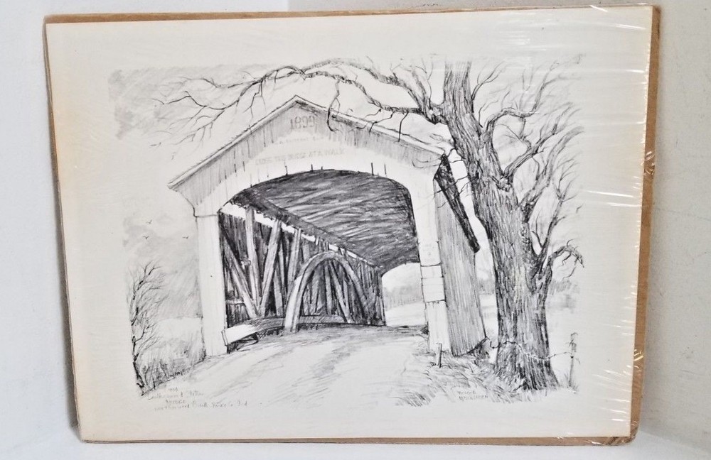 ROSCOE MISSELHORN " 1899 LEATHERWOOD STATION BRIDGE " - PRINT - ART