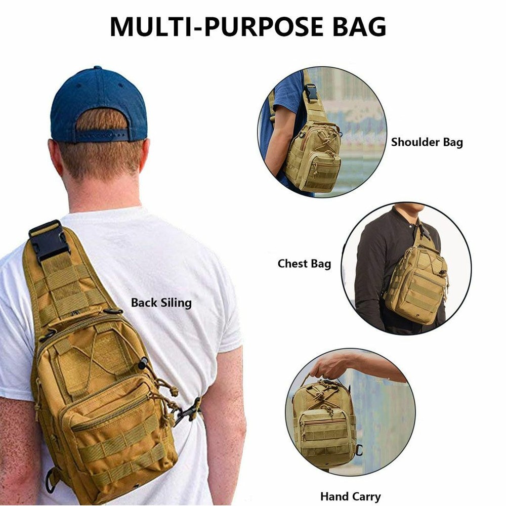 Mens Backpack Molle Tactical Sling Chest Bag Assault Pack Messenger Shoulder Bag