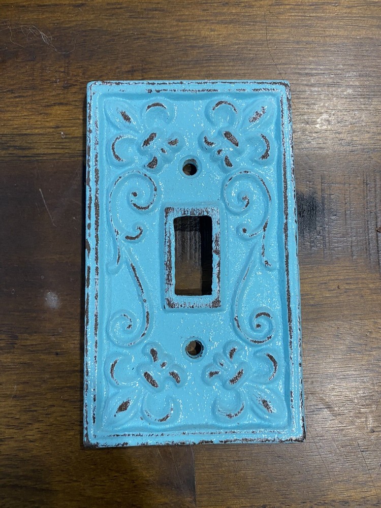 Teal cast iron antique light switch cover