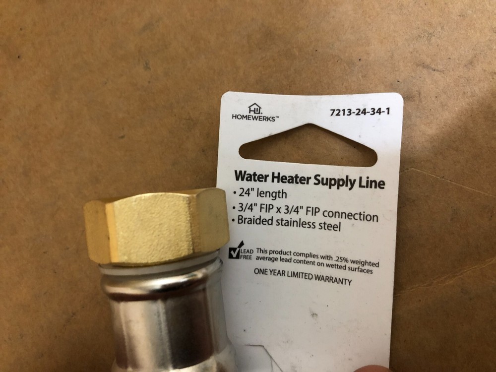 Water Heater Connector Hose, Braided Stainless Steel, 3/4 Fip X 24 in. **