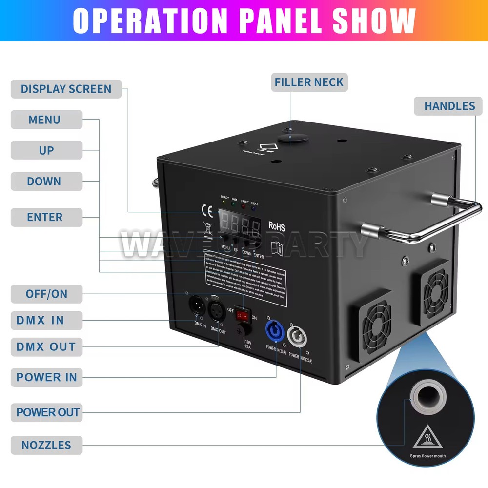 PAIDUN 2PCS 750W Waterfall Firework Effect Cold Spark Machine DMX Remote Control