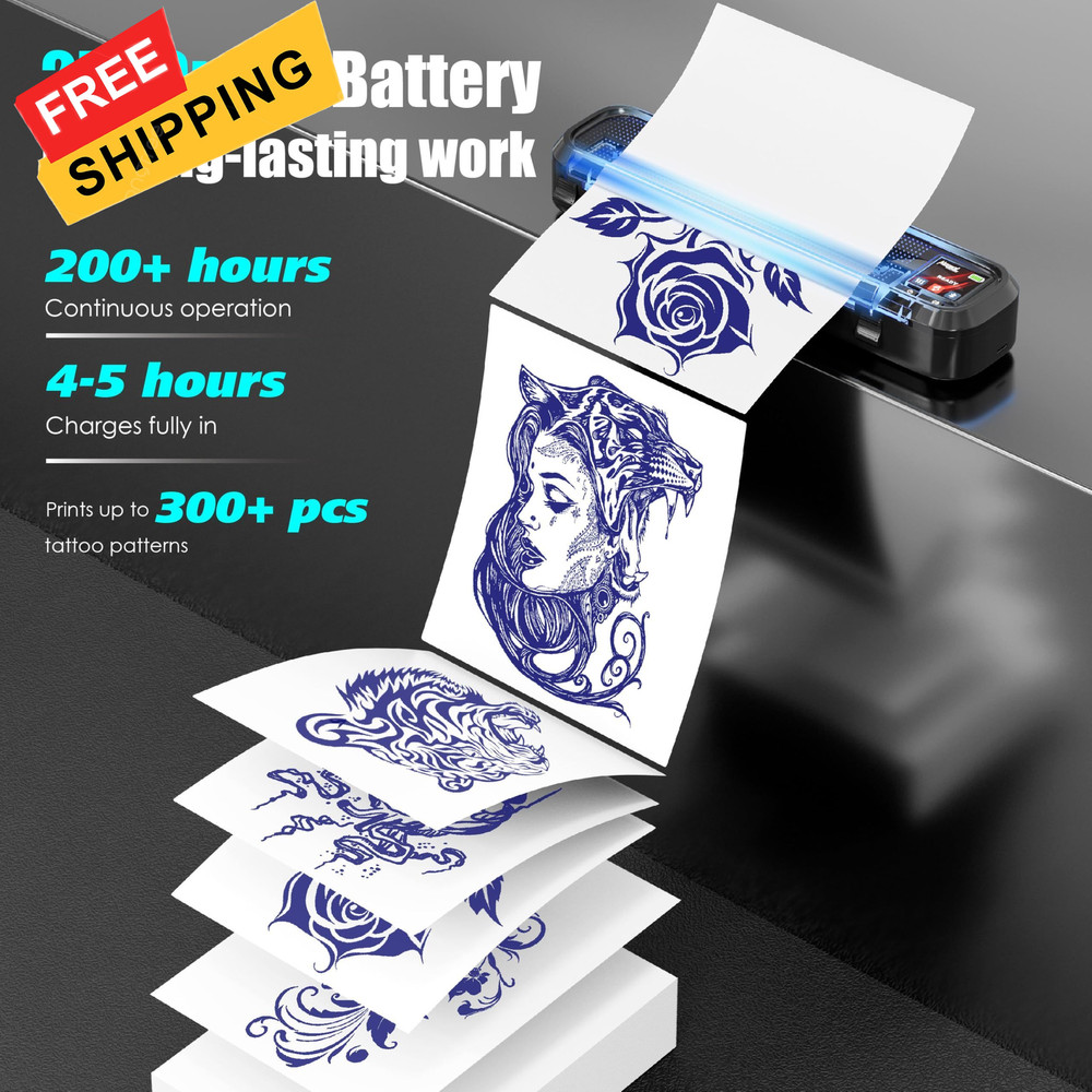 Neebol Tattoo Stencil Printer with LED Screen, Wireless Black