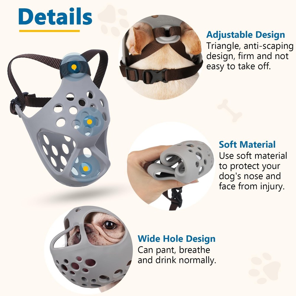 Short Snout Soft Silicone Flat Faced Biting Chewing Licking Dog Muzzle Safe