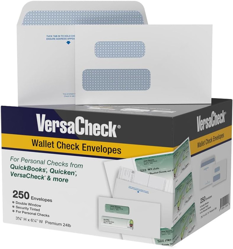 250 NRP Personal Double Window Security Wallet Check Envelopes - Compatible wit
