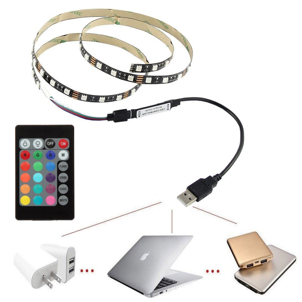 USB Powered Computer TV Backlight Kit RGB 5050 LED Light Strip Colour Change