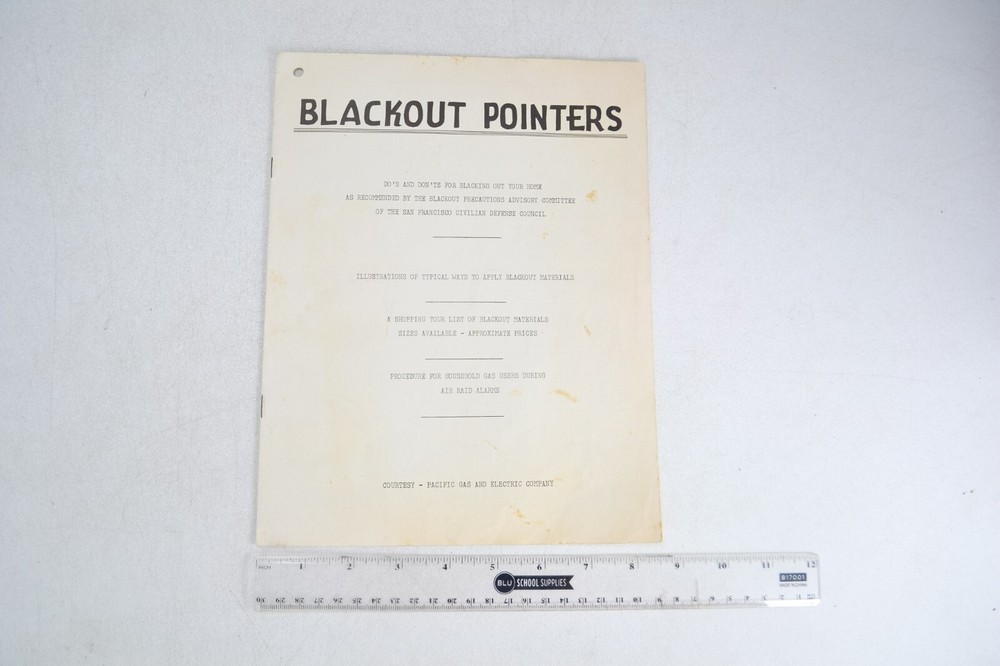 WWII Ephemera, 1941 Blackout Pointers, Air Raid Instruction, Pacific Gas & Elect