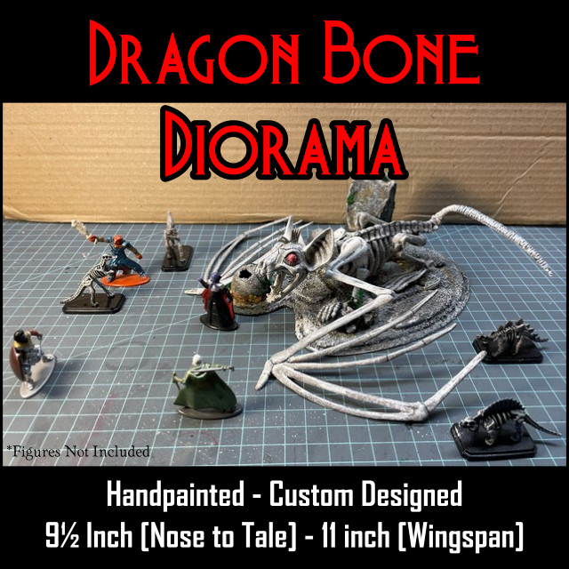 Handpainted Dragon Bone Diorama with Removable Base