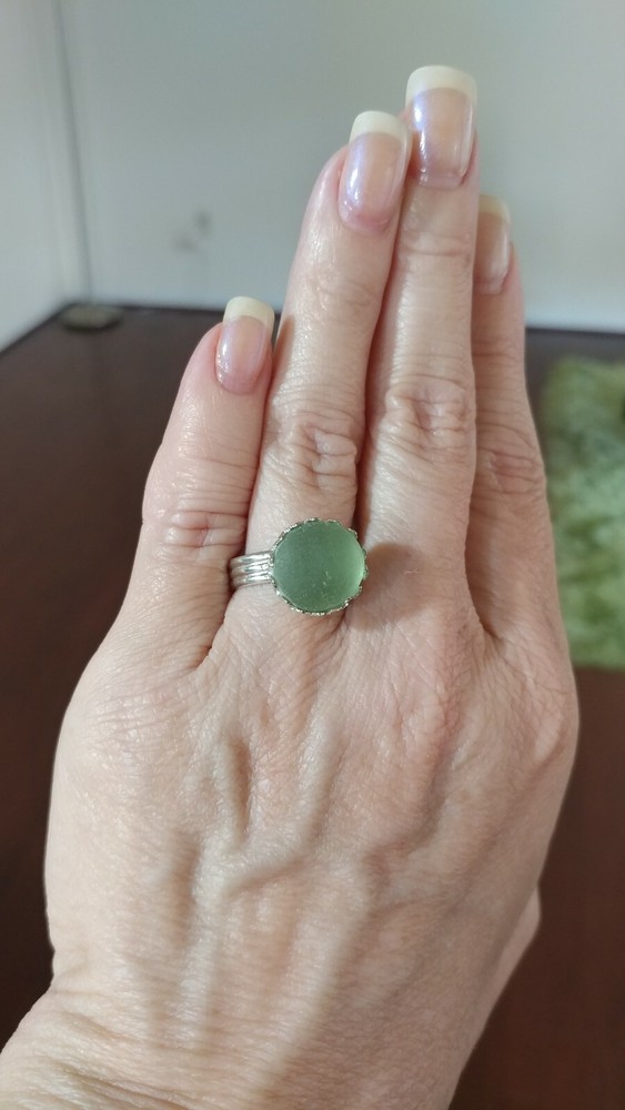 Deep Melon or White Seaglass - adjustable rings
