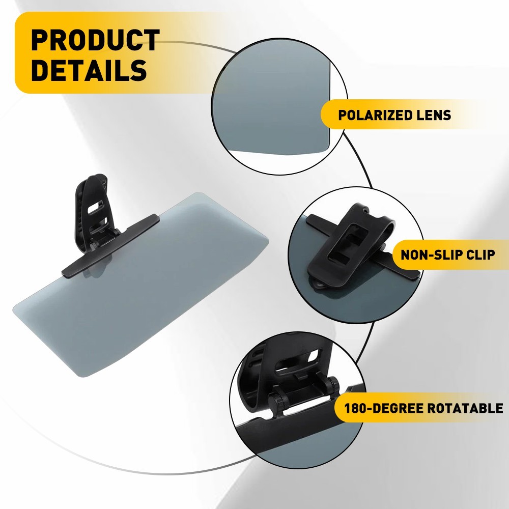 Car Sun Visor Anti Glare Extender Polarized Front Windshield Sunshade Clip On