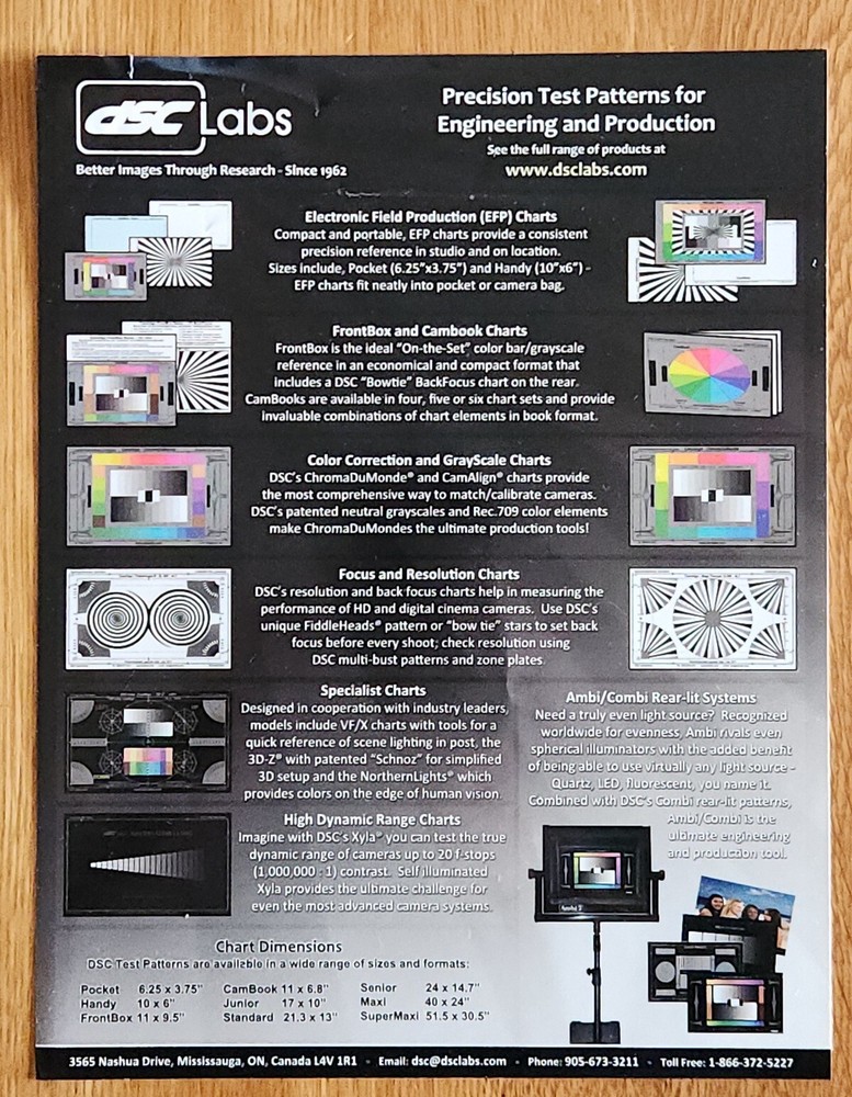 New Low $$ 💥 DSC Labs 🍰 CamAlign FrontBox Series Calibration Chart Package 🍰
