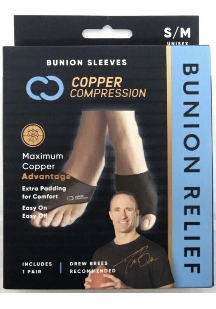 (NEW) Copper Compression Bunion Sleeve 1 Pair Size S/M