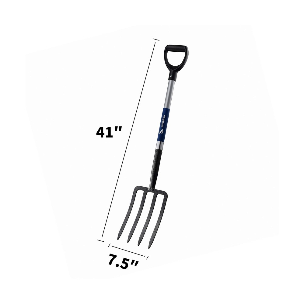 Mujocooker 4-Tine Spading Digging Fork, Garden Digging Spading Fork Forged St...