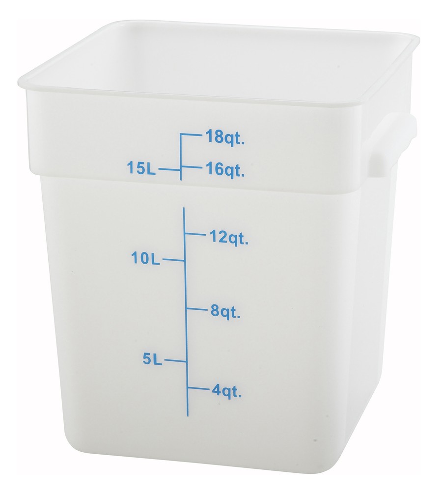 18qt Square Storage Container, White, PP (12 Each)