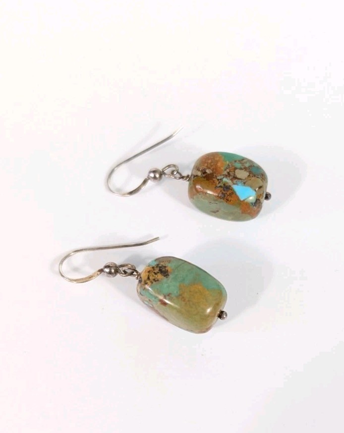 Southwestern Rectangular Composite Gemstone Green Turquoise Dangle earrings