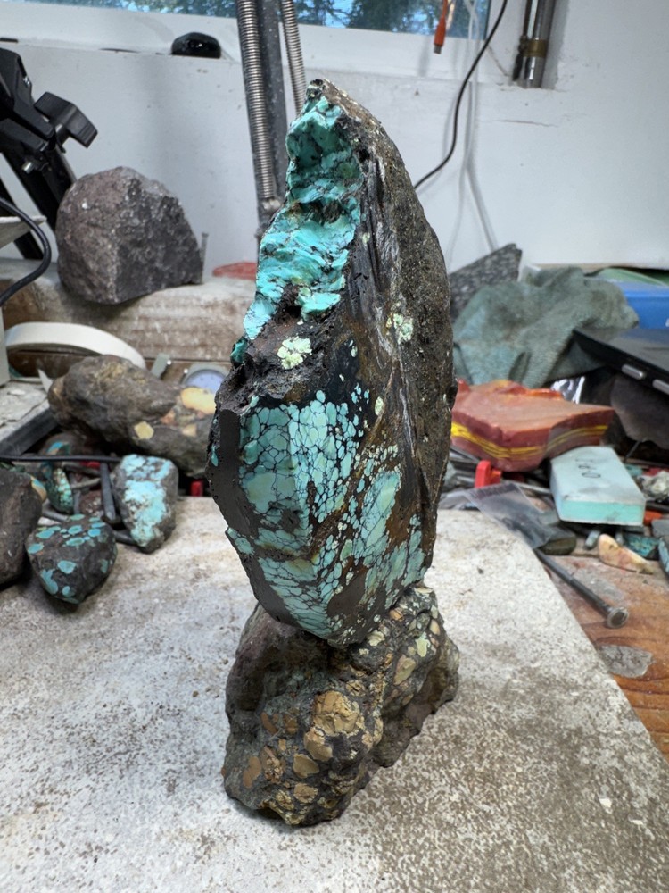Hubei turquoise rough , solid spiderwebs nuggets in multi colored