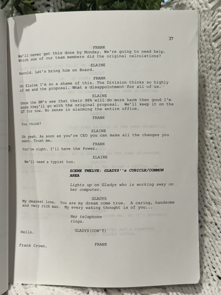 Whistle Blower Musical Script 1st Draft Yvette Freeman Hartley Rare Unproduced