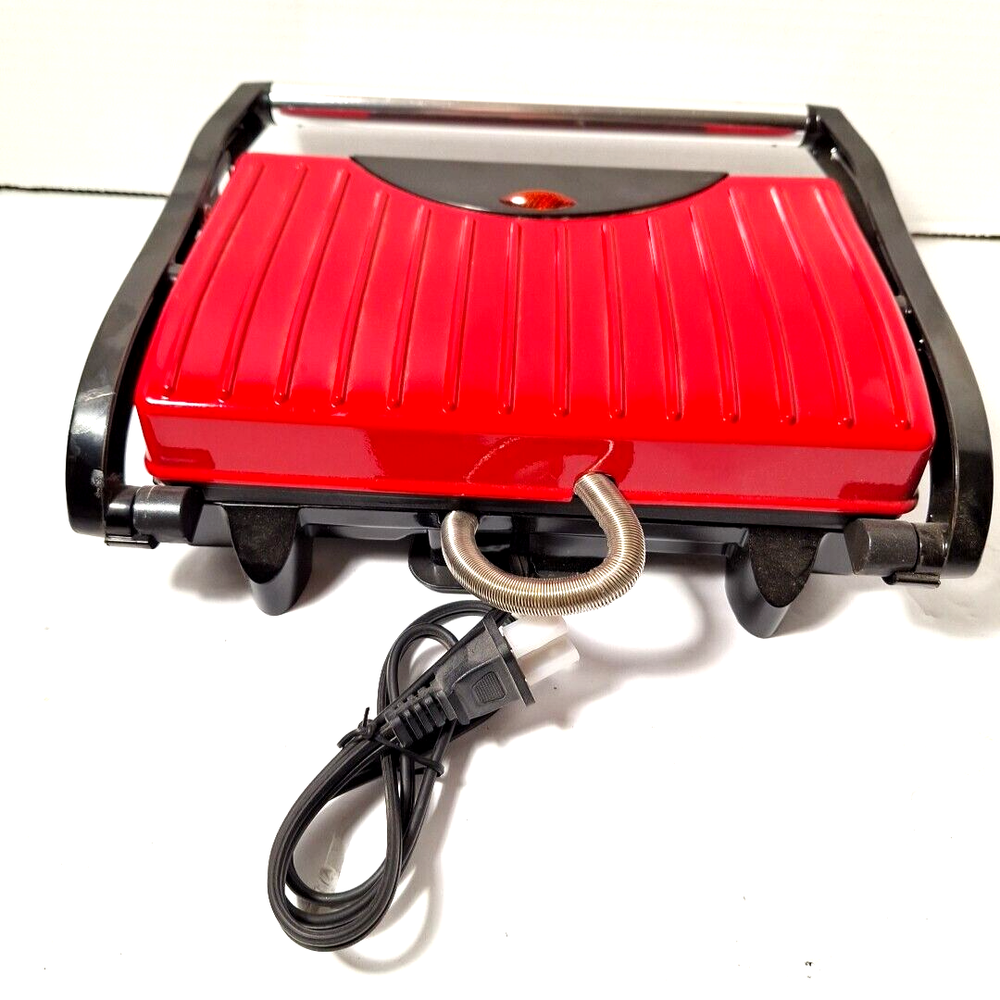 Panini Press and Sandwich Maker Electric Red Counter Top Grill Intertek
