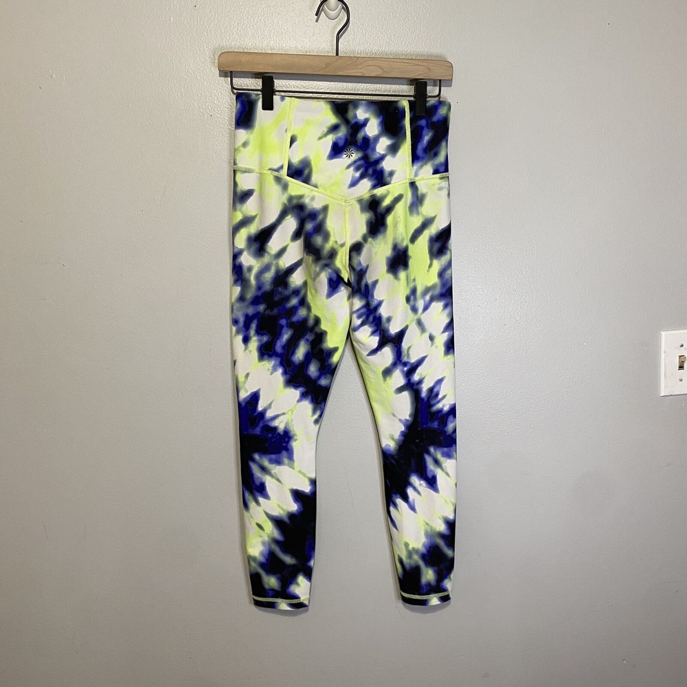 Athleta Elation Tie Dye 7/8 Tight Size Small Yellow Blue