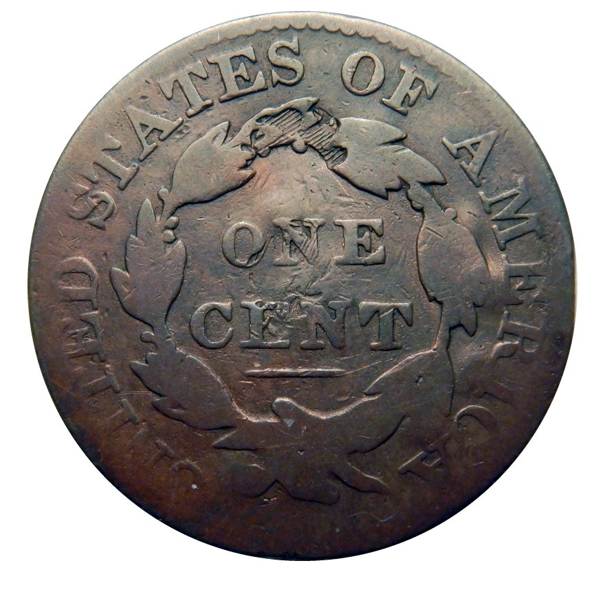 Large cent/penny 1825 quadruple eagle counter stamp unique