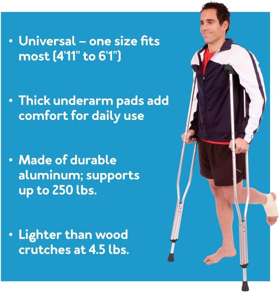 Universal Folding Crutches for Kids & Adults - Compact, Durable & Comfortable