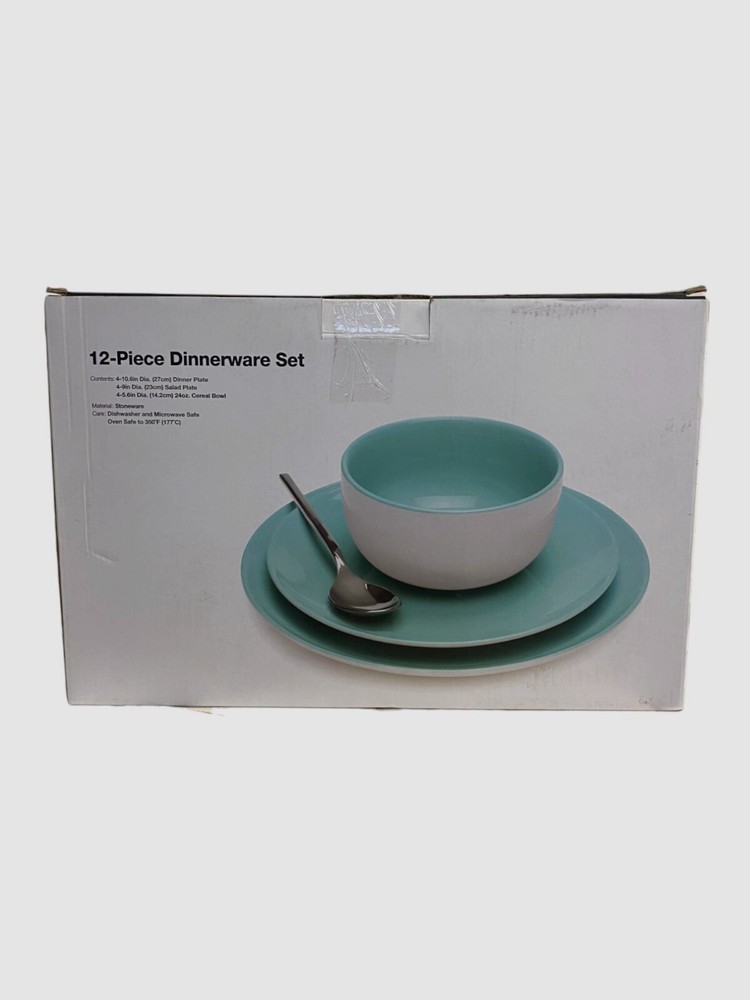 $167 The Cellar Teal 12-Piece Dinnerware Set