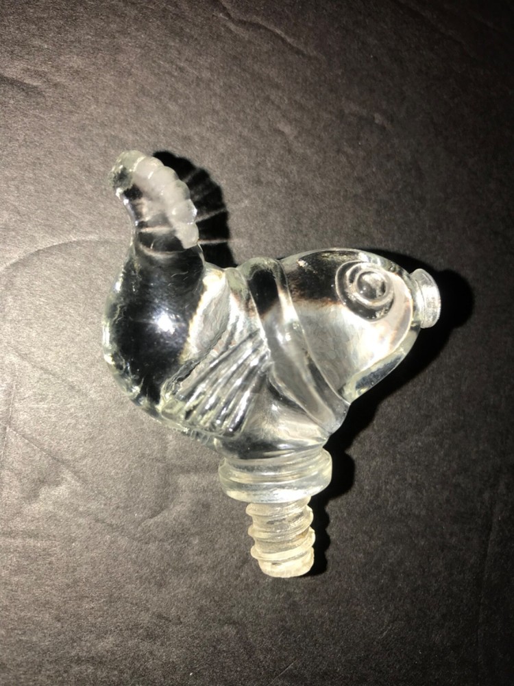 Vintage Glass Fish Perfume/Cologne Bottle Stopper Missing Tail